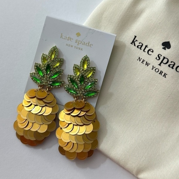 Kate Spade By The Pool Pineapple Statement Studs Earrings - Picture 8 of 13